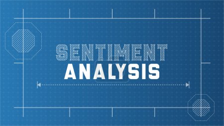 Illustration for Sentiment Analysis Banner Background. Blueprint Style Typography for AI technology. - Royalty Free Image