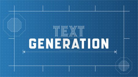 Illustration for Text Generation Banner Background. Blueprint Style Typography for AI technology. - Royalty Free Image