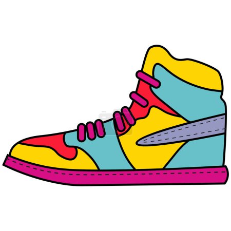 Ilustración de Vintage pop color zapato vector icono - Imagen libre de derechos