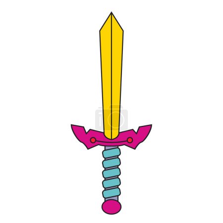 Vintage pop color espada vector icono