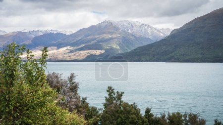 Photo for Alpine lake with big snowy mountains in backdrop, New Zealand. - Royalty Free Image