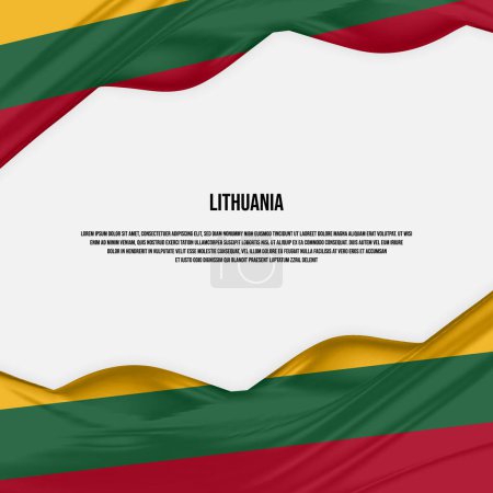 Illustration for Lithuania flag design. Waving Lithuanian flag made of satin or silk fabric. Vector Illustration. - Royalty Free Image