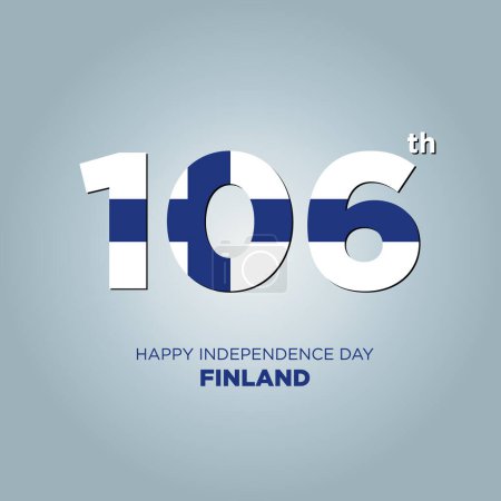 Téléchargez les illustrations : Happy Independence Day Finland Design. Le numéro 106 est composé du drapeau finlandais alors que la Finlande célèbre sa 106e fête nationale le 6 décembre. - en licence libre de droit
