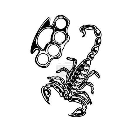 Illustration for Scorpion and brass knuckle vector - Royalty Free Image