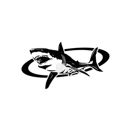 Téléchargez les illustrations : Requin silhouette vectoriel illustration concept - en licence libre de droit