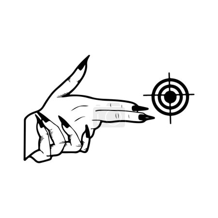 ilustración vectorial de una mano con un objetivo