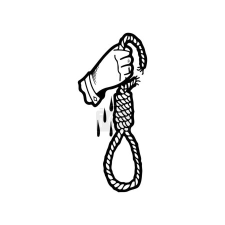 Illustration for Vector hand holding suicide rope - Royalty Free Image