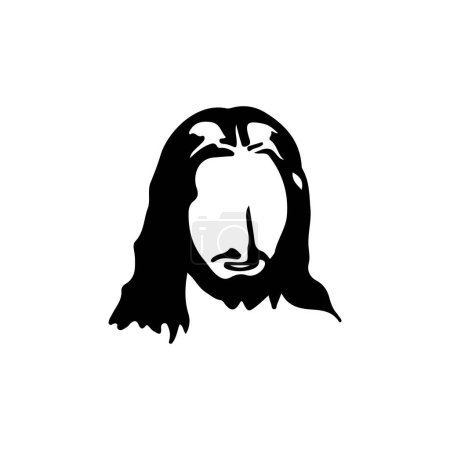 Illustration for Vector illustration of long haired man silhouette - Royalty Free Image