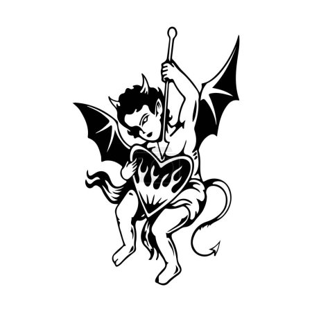 ilustración vectorial de un niño demonio espeluznante