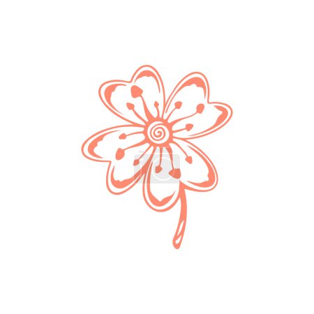 Téléchargez les illustrations : Illustration vectorielle d'une jolie fleur rose - en licence libre de droit