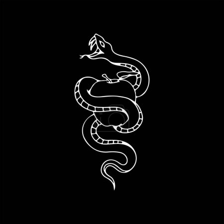 Ilustración de Ilustración vectorial de una serpiente con una manzana - Imagen libre de derechos