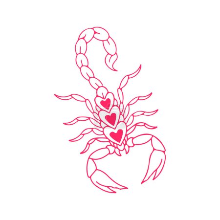 Téléchargez les illustrations : Illustration vectorielle scorpion avec concept d'amour - en licence libre de droit