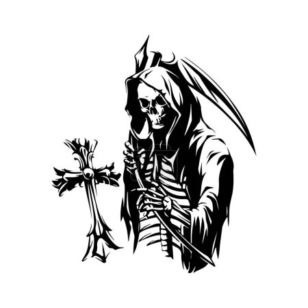 Illustration for Vector illustration of spooky grim reaper - Royalty Free Image
