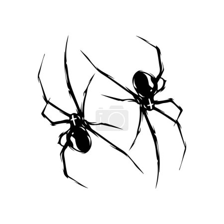 Téléchargez les illustrations : Vector illustration of two spider silhouettes - en licence libre de droit