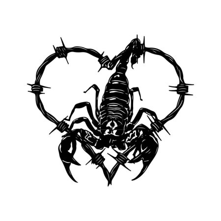 Téléchargez les illustrations : Vector illustration of a scorpion with barbed wire - en licence libre de droit