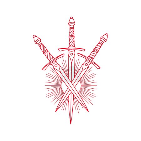 Illustration for Vector illustration of three red swords - Royalty Free Image