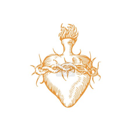 Illustration for Vector illustration of a heart with thorns - Royalty Free Image