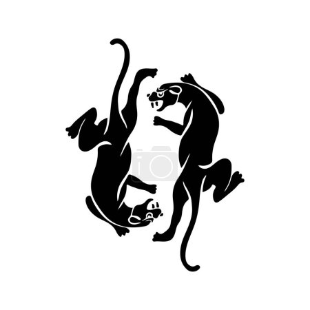 Illustration for Vector illustration of two black panthers - Royalty Free Image