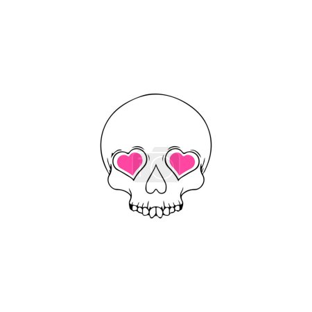 Téléchargez les illustrations : Vector illustration of a skull with a heart - en licence libre de droit
