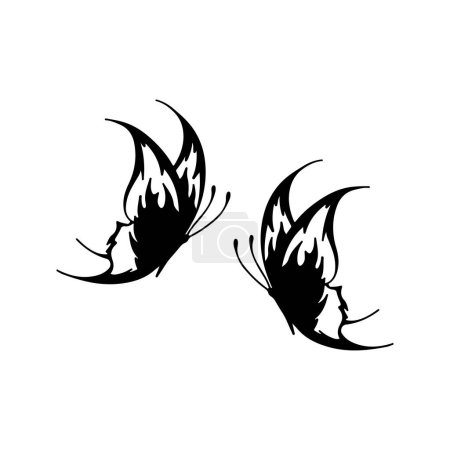 Téléchargez les illustrations : Vector illustration of two black butterflies - en licence libre de droit