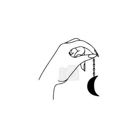 Illustration for Vector illustration of hand with moon - Royalty Free Image