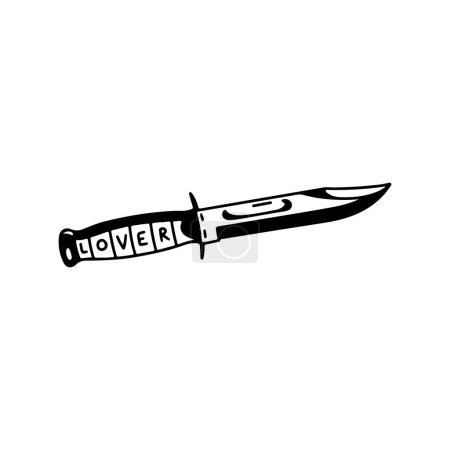 Téléchargez les illustrations : Knife tattoo concept vector illustration - en licence libre de droit