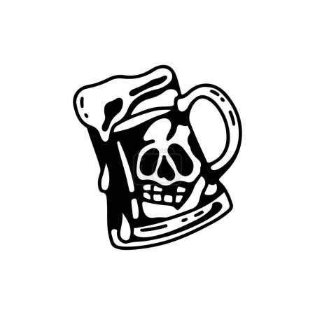 Téléchargez les illustrations : Vector illustration of beer with skull concept - en licence libre de droit