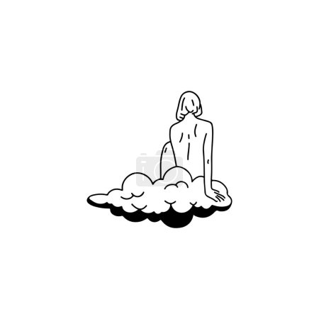 Téléchargez les illustrations : Vector illustration of woman with cloud concept - en licence libre de droit