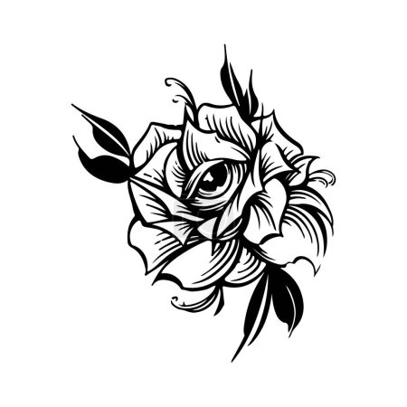 Illustration for Vector illustration of a rose with eyes - Royalty Free Image