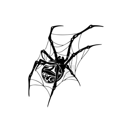 vector illustration of a spider with a web