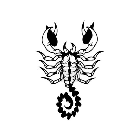 Téléchargez les illustrations : Scorpion tattoo concept vector illustration - en licence libre de droit
