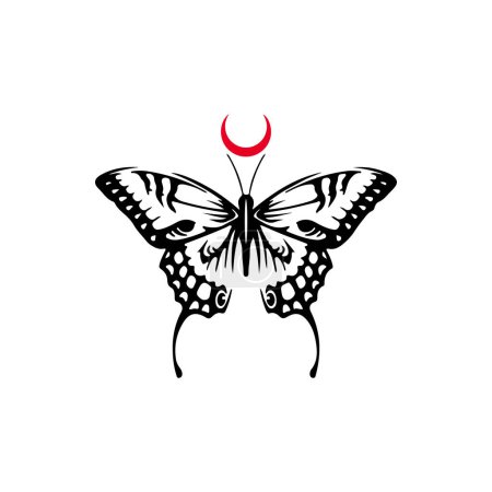 Illustration for Butterfly and moon vector illustration - Royalty Free Image