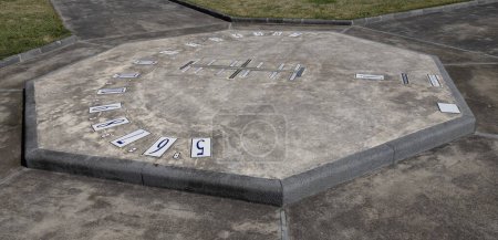 Analemmatic Sundial in the garden of  the Royal Palace of Portici, Naples, Italy