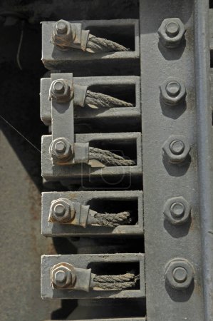 The bolts and nuts on the industrial equipment 