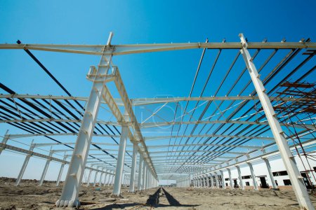 In the construction site, steel structure is under constructio