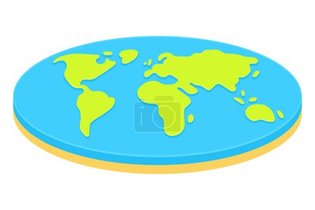 Flat earth concept illustration in simple cartoon style. Ancient cosmology model and modern pseudoscientific conspiracy theory. Isolated vector clip art.
