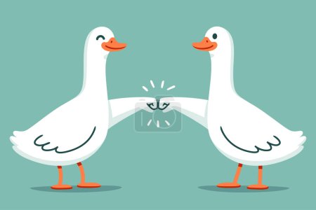 Illustration for "Goosebumps", two funny cartoon geese doing fistbump. Cute pun vector illustration. - Royalty Free Image
