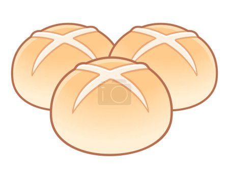 Hot cross buns drawing. Simple cartoon vector illustration.