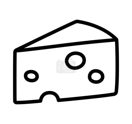 Hand drawn cheese doodle line icon. Simple cartoon drawing, vector clip art illustration.
