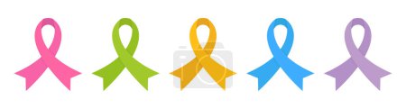 Foto de Awareness ribbon cross. Set of breast cancer symbol. Vector illustration in flat design - Imagen libre de derechos