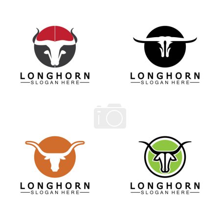 Téléchargez les illustrations : Long horn logo template vector illustration design - en licence libre de droit