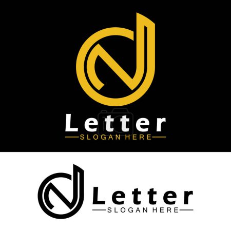Letras del alfabeto logotipo monograma DN, ND, D y N, diseño elegante y profesional icono de la letra