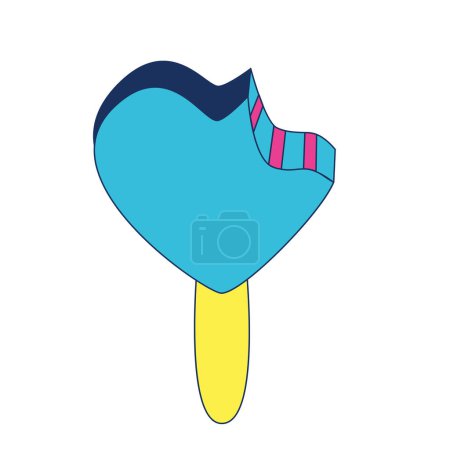Ilustración de Y2k vintage vibe eskimo ice cream. 70s, 80s, 90s vivid colors food sticker. Retro nostalgic heart shaped dessert for card, posters decor. Vector illustration. - Imagen libre de derechos