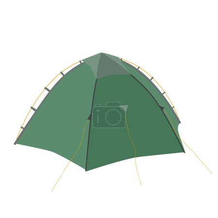 Téléchargez les illustrations : Sustainable tent for camping, travel, outdoor expirience icon. Dome membrane is supported by external poles and ridgepoles. Vector illustration. - en licence libre de droit