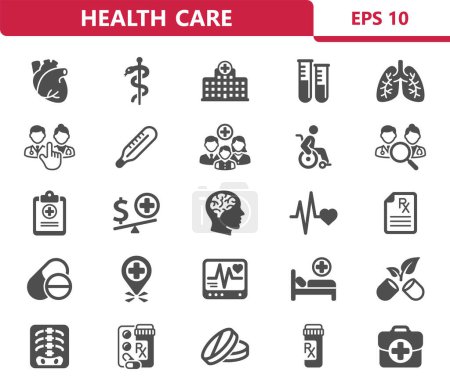 Illustration for Health Care Icons. Healthcare, hospital, medical vector icon set - Royalty Free Image