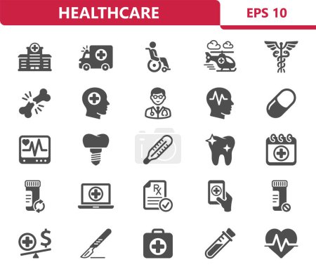 Illustration for Health Care Icons. Healthcare, hospital, medical vector icon set - Royalty Free Image