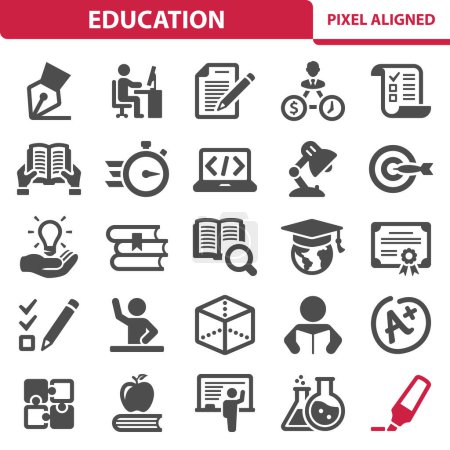 Téléchargez les illustrations : Education Icons. School Vector Icon Set - en licence libre de droit