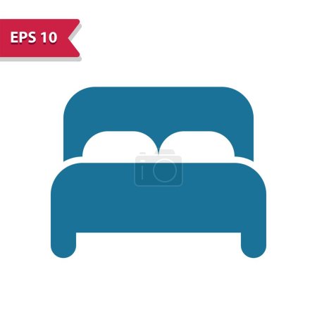 Illustration for Bed, Bedroom Icon. Professional vector icon in glyph style. - Royalty Free Image