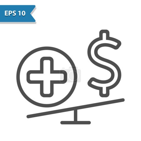 Illustration for Health Insurance Icon. Healthcare, Health Care, Dollar - Royalty Free Image