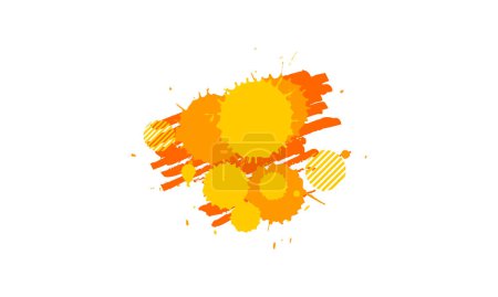 Téléchargez les photos : Orange jaune goutte peinture éclaboussure aquarelle sur fond blanc - en image libre de droit